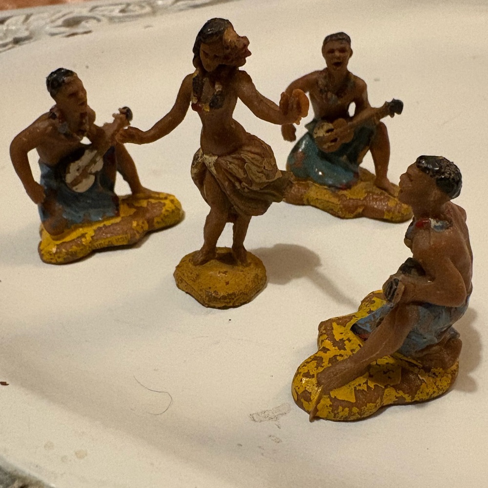 Vintage Hawaiian 🌺 Hula Dancer Ukulele Players Cake Toppers Polynesian Vacation